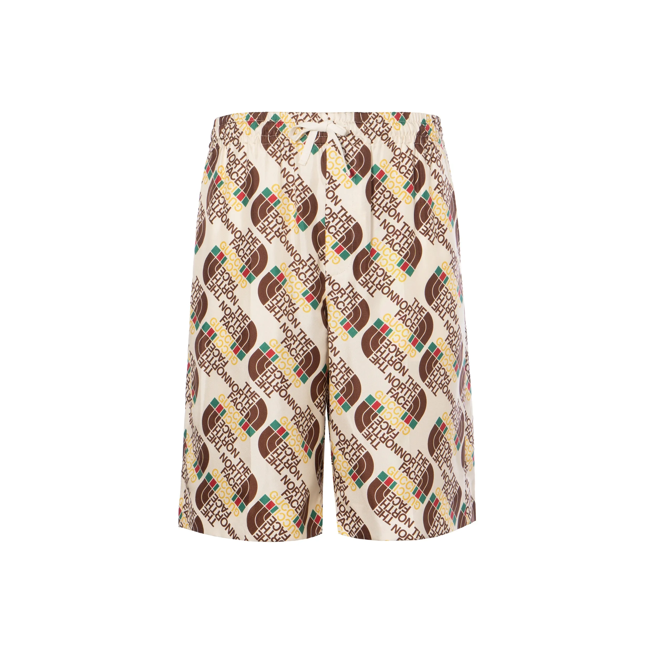 GUCCI X The North Face Logo Web Print Silk Shorts