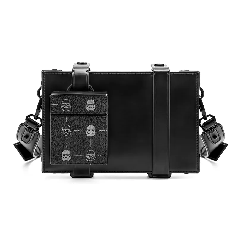 Gudi Microfiber Synthetic Leather Combo Box Bag Small Square Bag Shoulder Bag Medium Unisex Black Gudi Микрофибра Синтетическая Кожа Комбо Коробка Сумка Маленькая Квадратная Сумка Плечевая Сумка Средняя Унисекс Черная