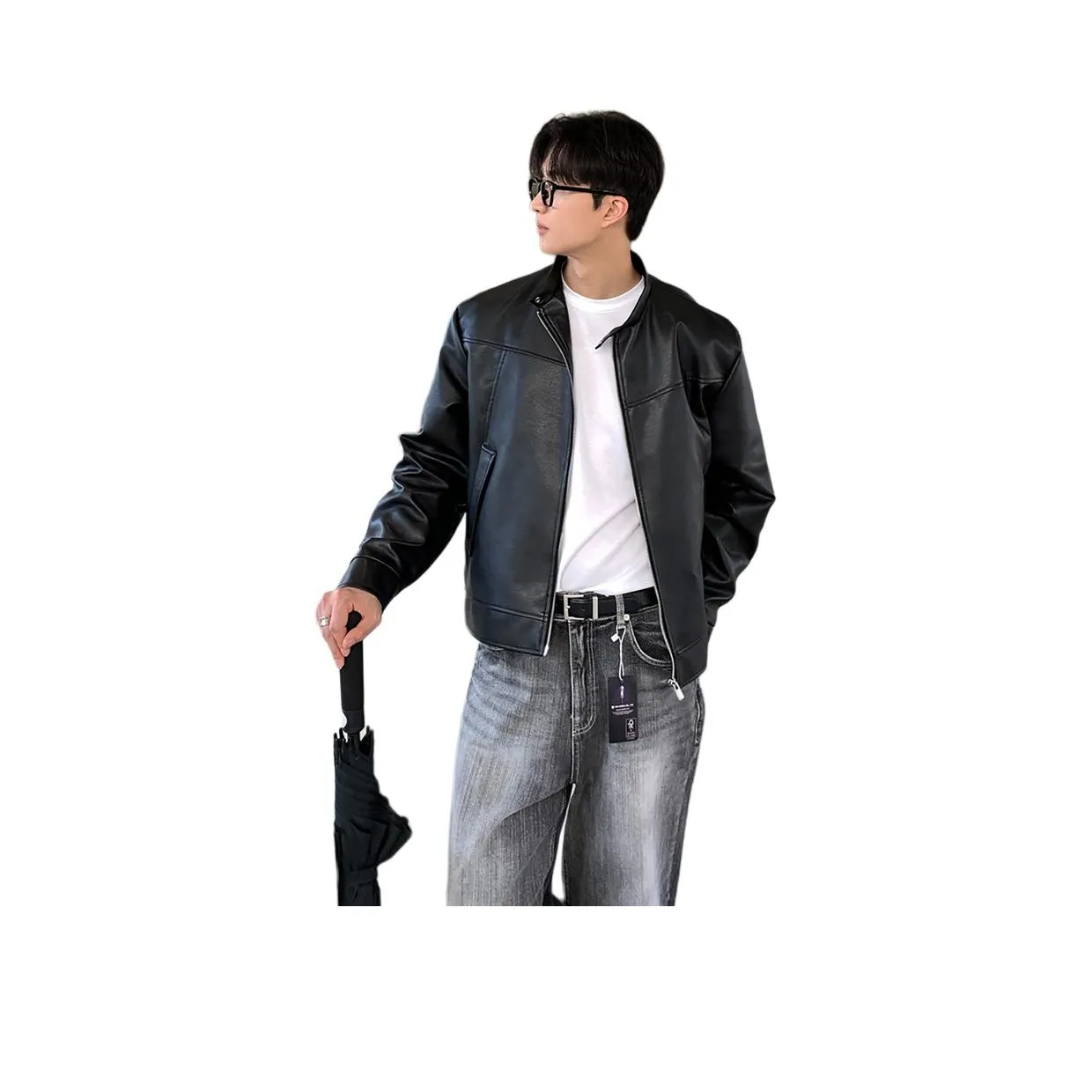 BISHE Кожа Куртка Мужская Черная