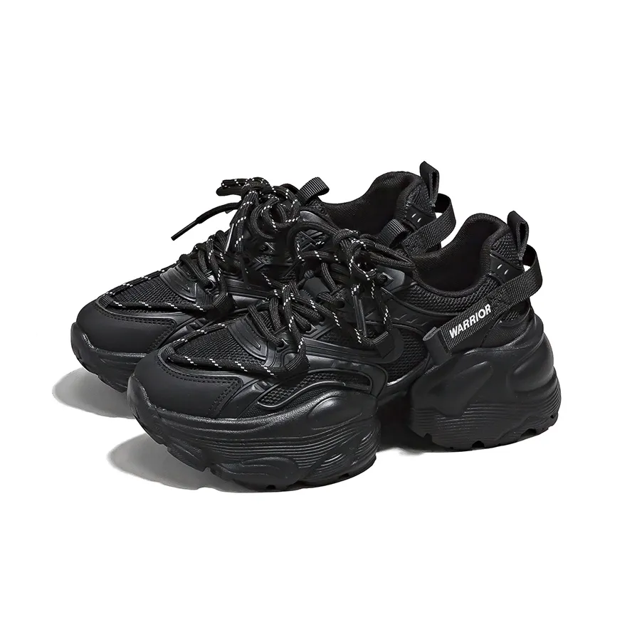 Warrior Low Топ Толстая подошва Кроссовки Женские Черные