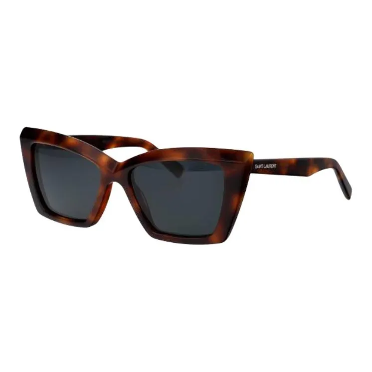 SAINT LAURENT Acetate Cat Eye Sunglasses Unisex Brown