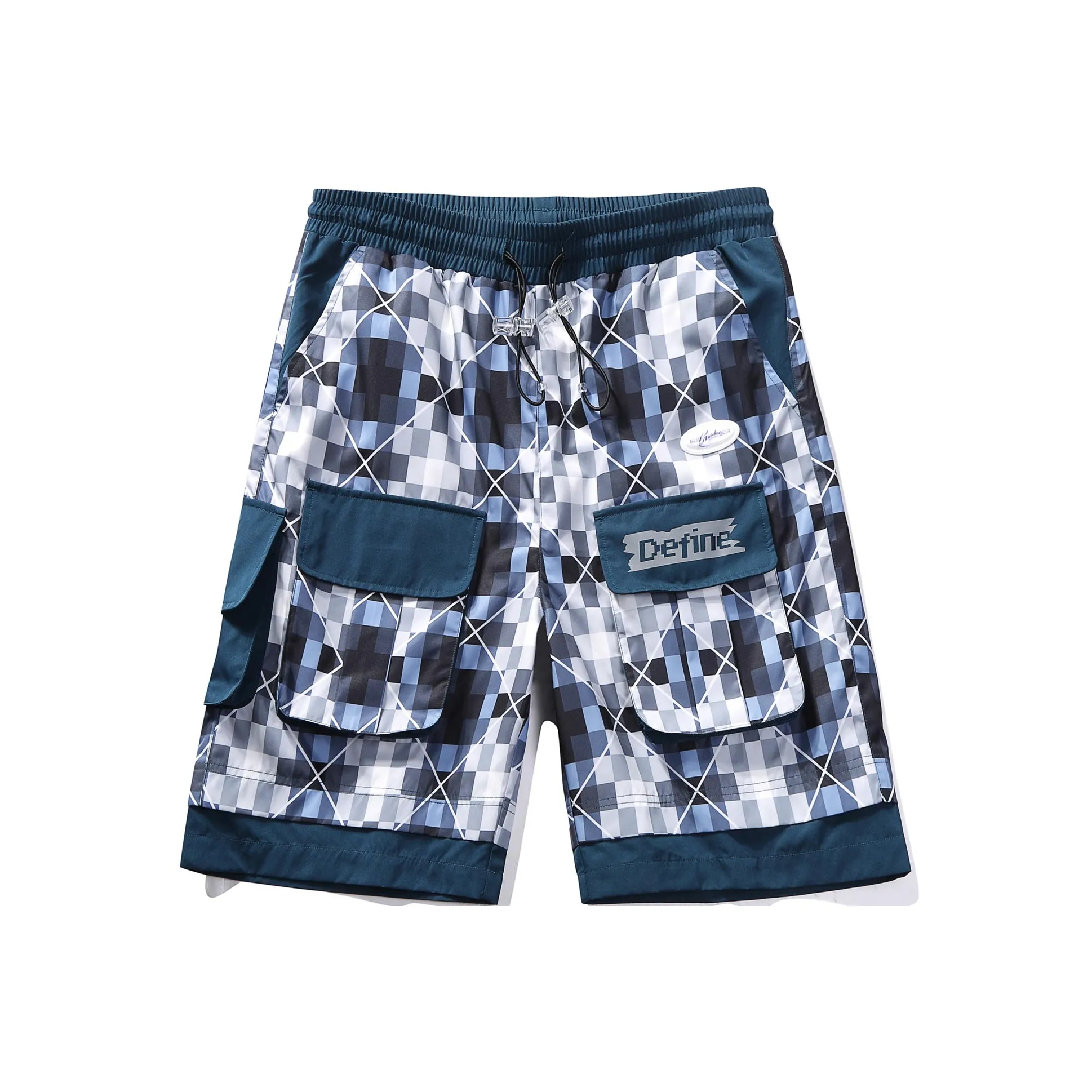 Guuka Casual Shorts Men's Blue Plaid