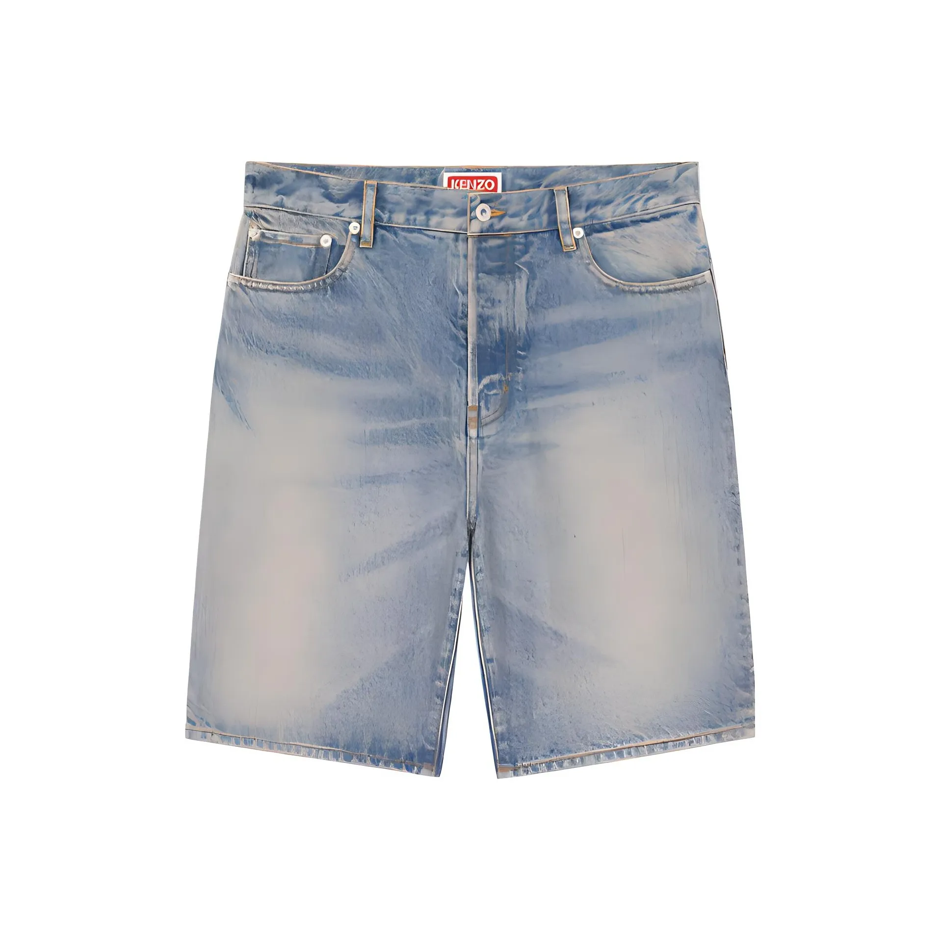 KENZO Himawari SS23 Джинсовые шорты Мужской Выстиранный Синий