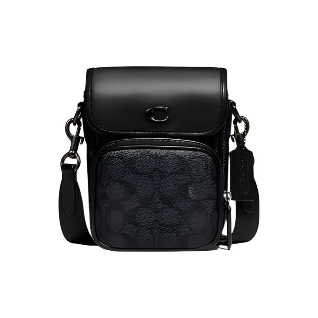COACH Cow Leather Crossbody Bag, Shoulder Bag Mini Men's Black
