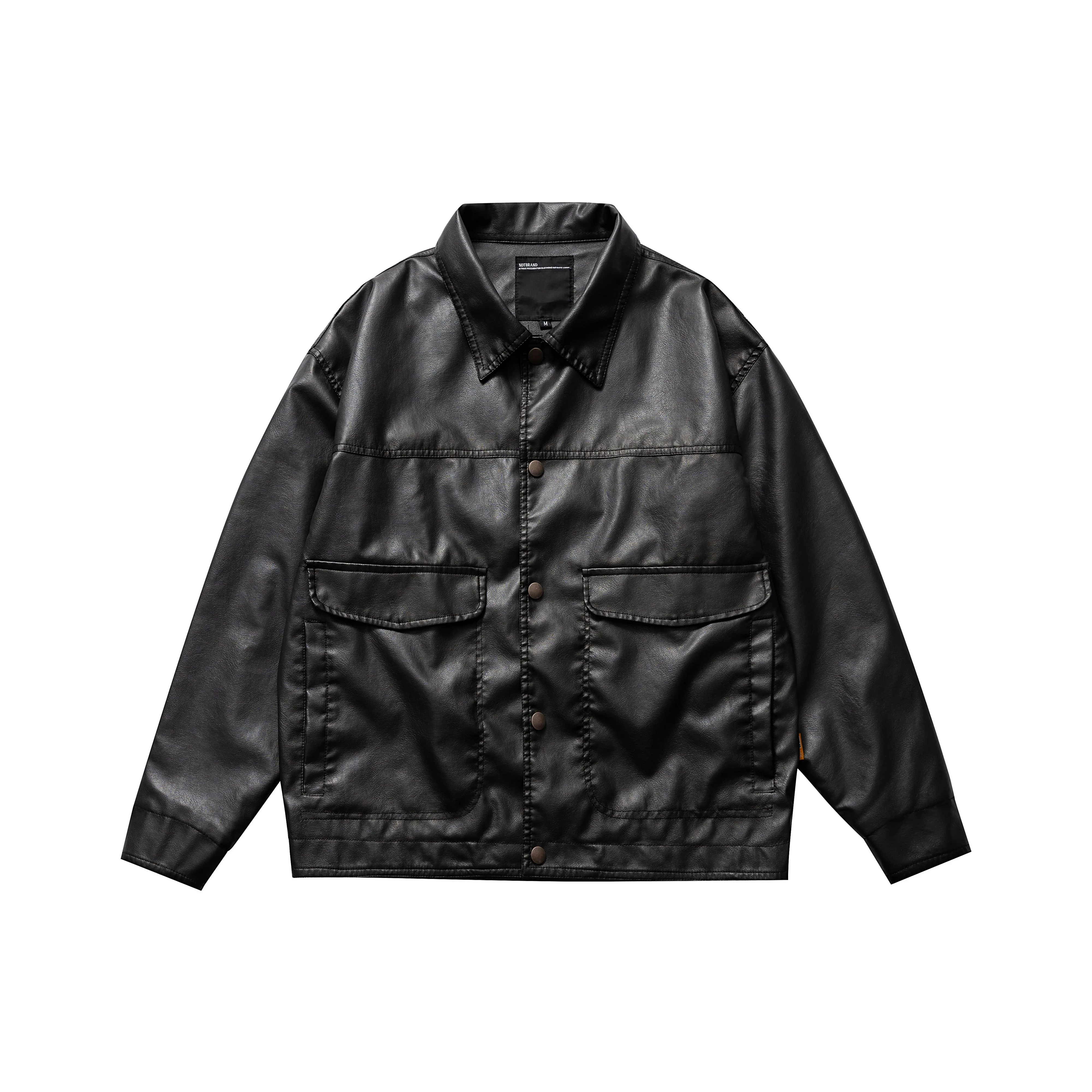 NOT BRAND ATTITUDE Кожа Куртка Унисекс Темно-Серый