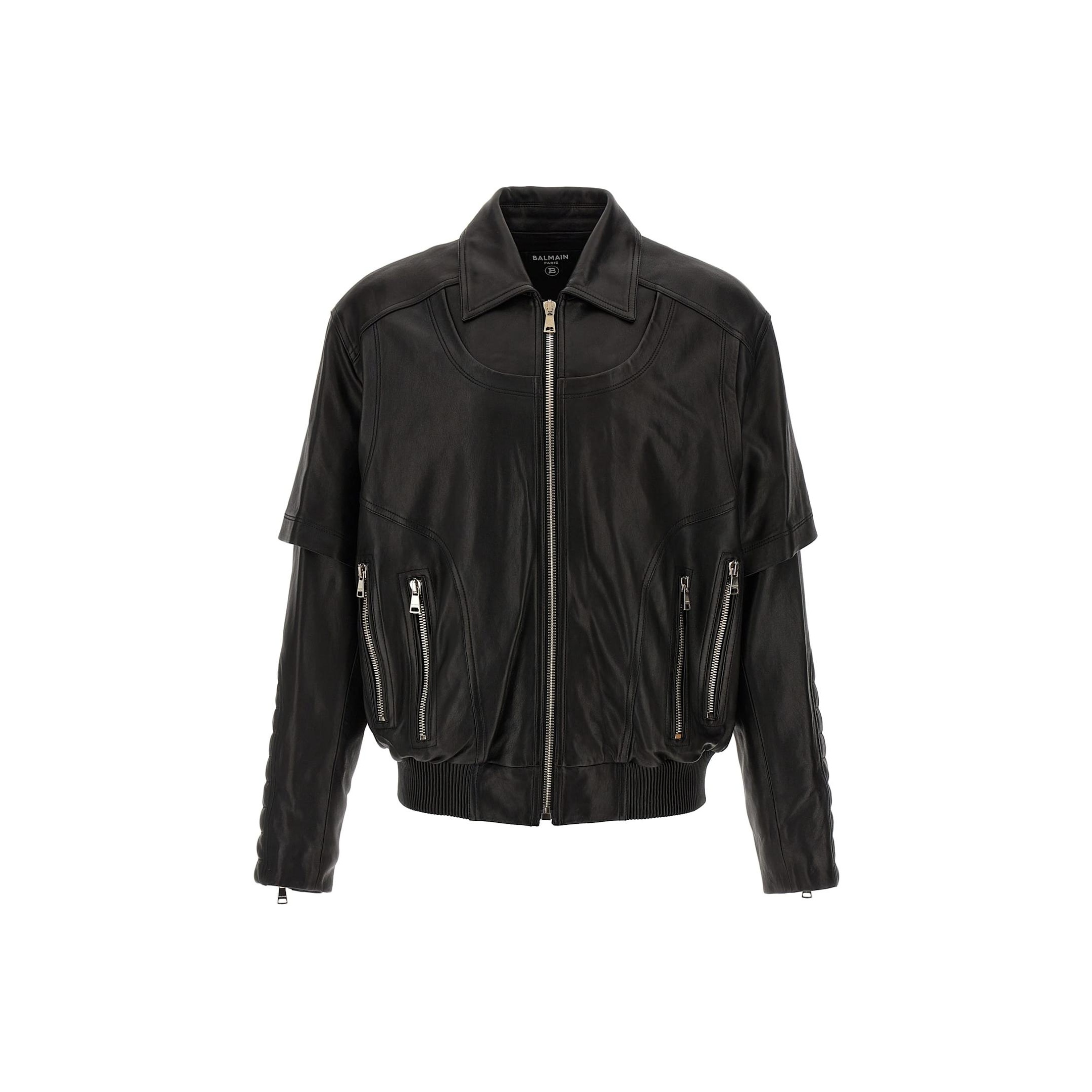 バルマン　ラクーンファー　フーデット ブルゾン　ネイビー　　 BALMAIN Balmain Biker jacket | Men's Clothing | Vitkac
