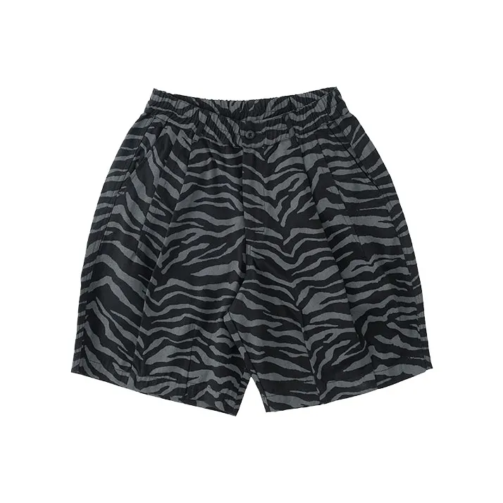 TEKABLU Loose Fit Shorts Men's Tiger Print Gray