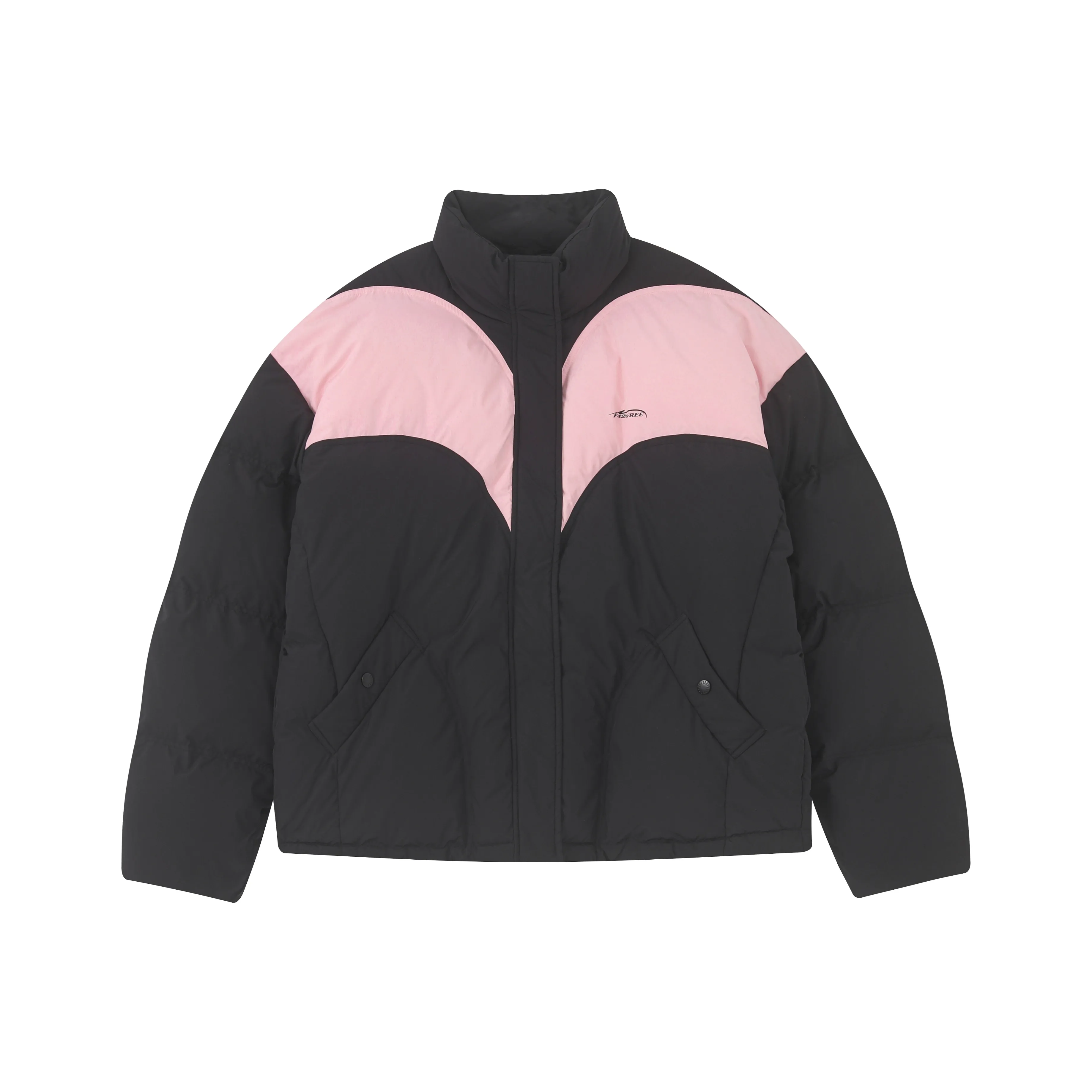 F426 Хлопковый пуховик Унисекс Черный Розовый