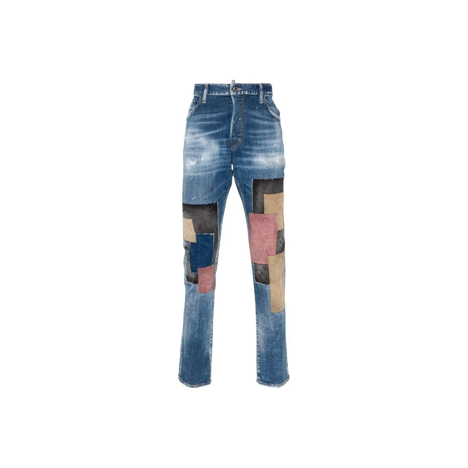 Dsquared2 Cool Guy Patchwork Designed Distressed Jeans