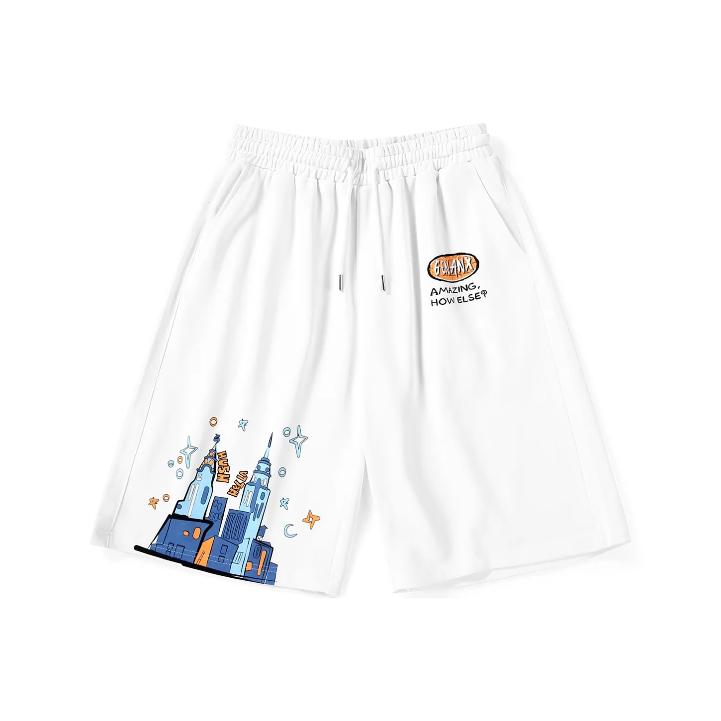 GENANX Loose Fit Shorts Unisex White