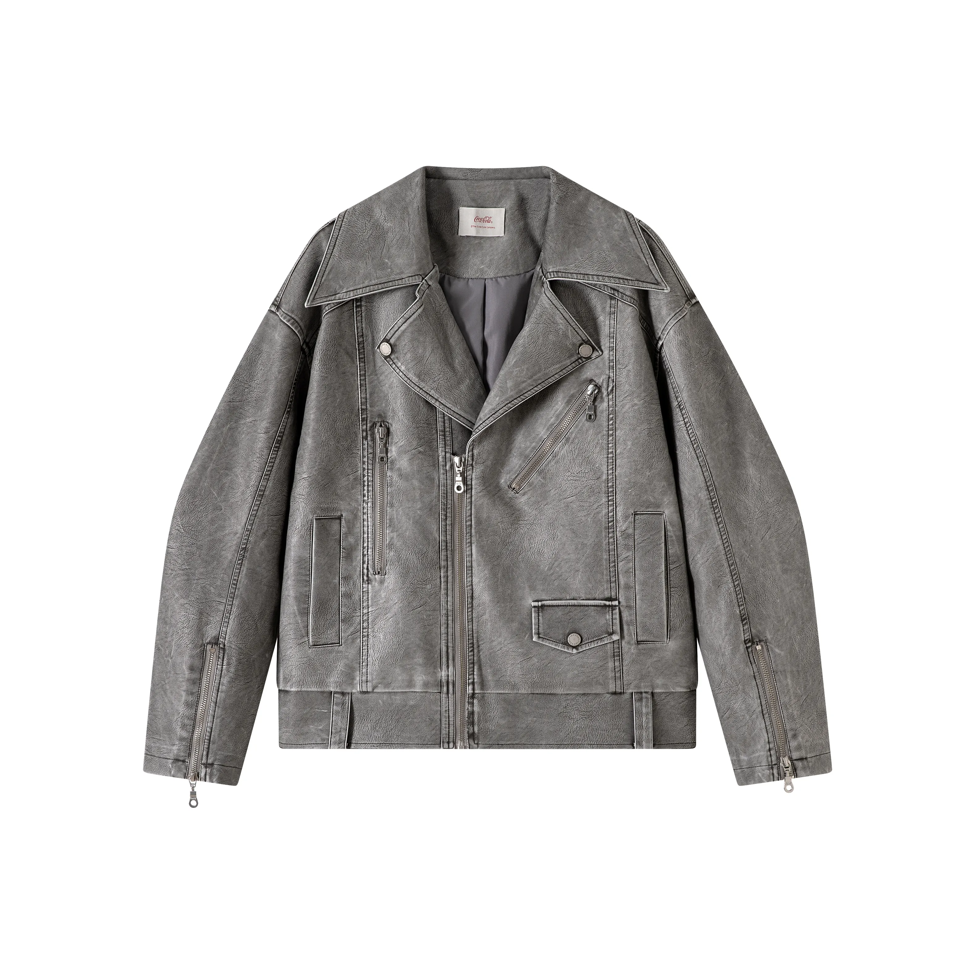 Coca Cola Leather Jacket Unisex Oxford Tea Brown