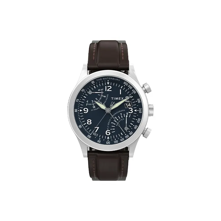 TIMEX Waterbury Мужские часы Кварцевый механизм Ремешок из нержавеющей стали Синий циферблат