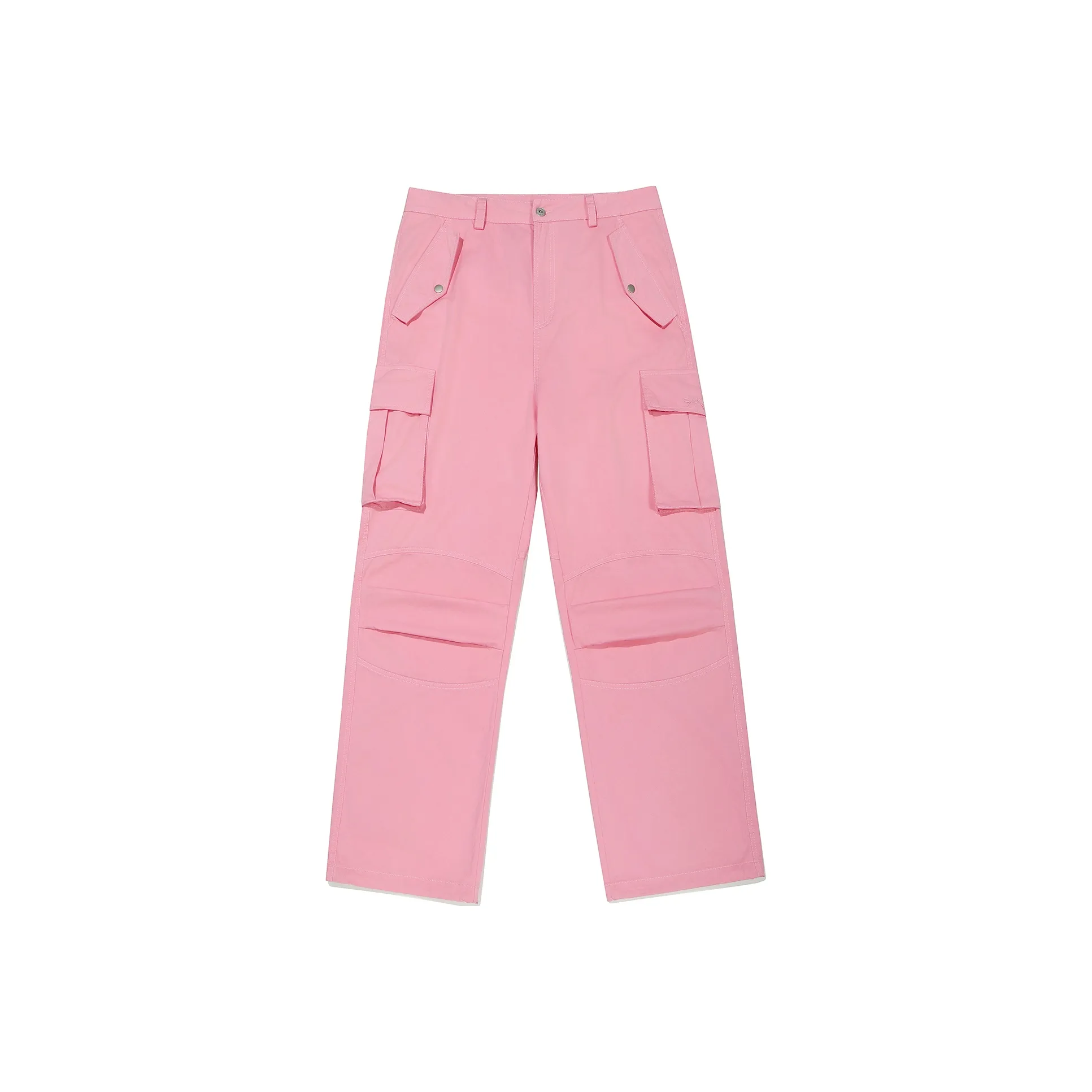Guuka Couple Leg Pleated Straight Fit Parachute Pants Loose Fit Unisex Pink