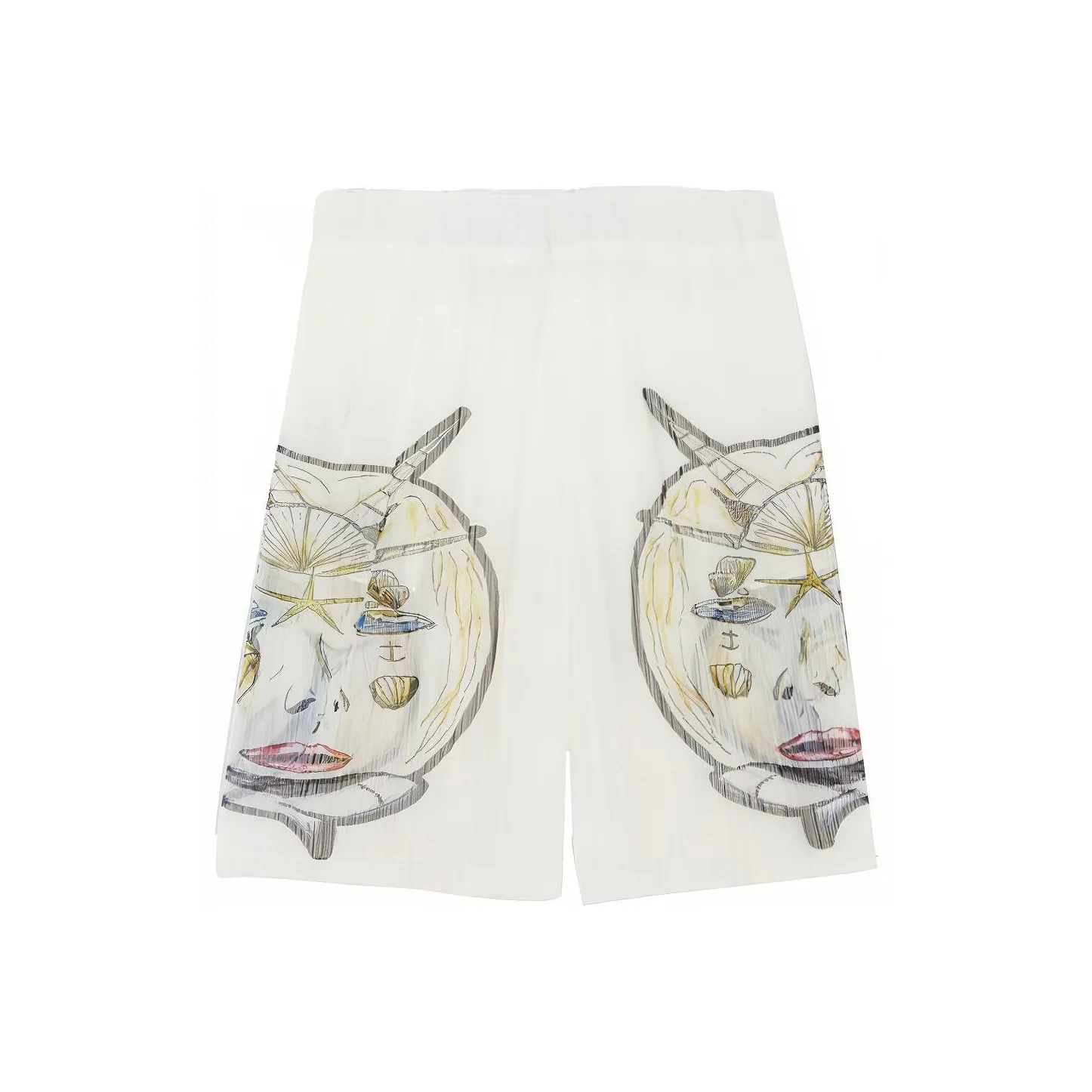 Burberry Marine Sketch Sheer Plisse Shorts