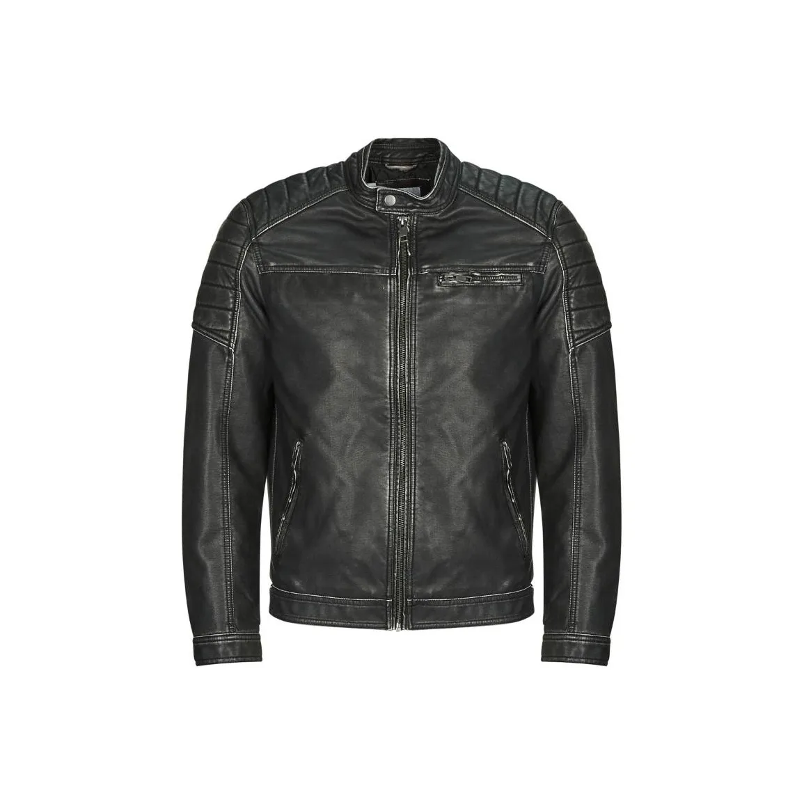 JACK JONES· Leather Jacket Men's Black