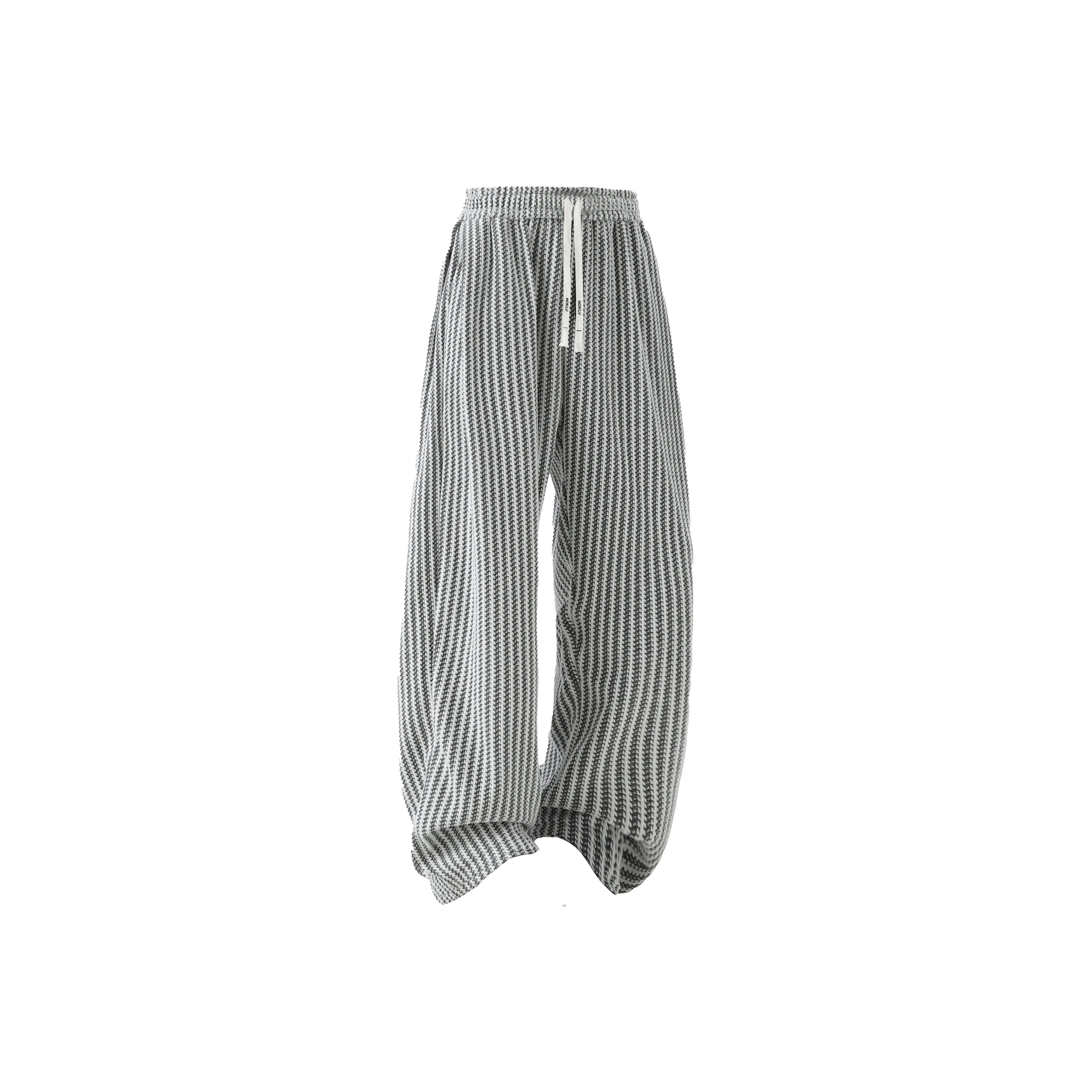 HOKLV Повседневные штаны Унисекс Черный Белый Полосы