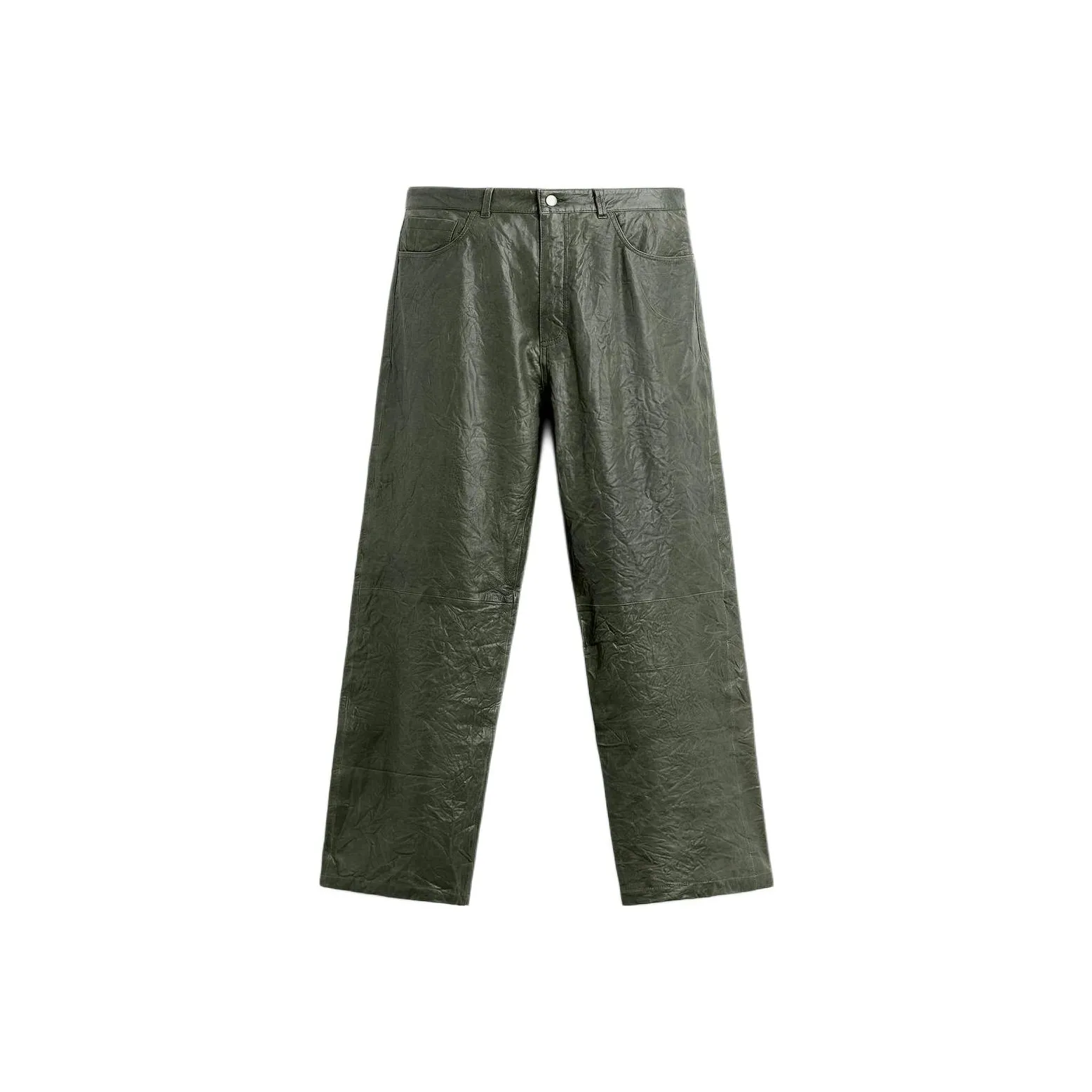 ZARA Кожаные брюки Мужские Темно-зеленые
