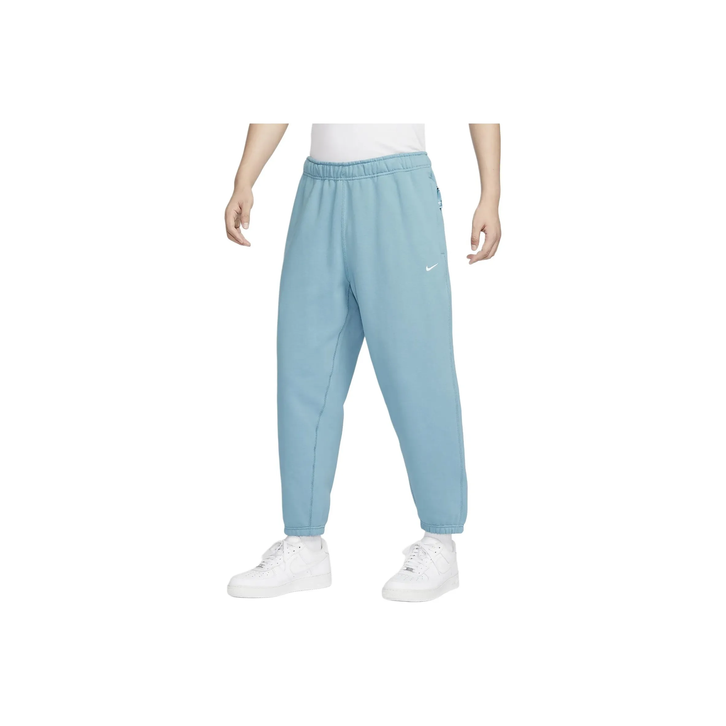nike Flight Solo Swoosh Knitted Sweatpants Men's Denim Blue Green/White