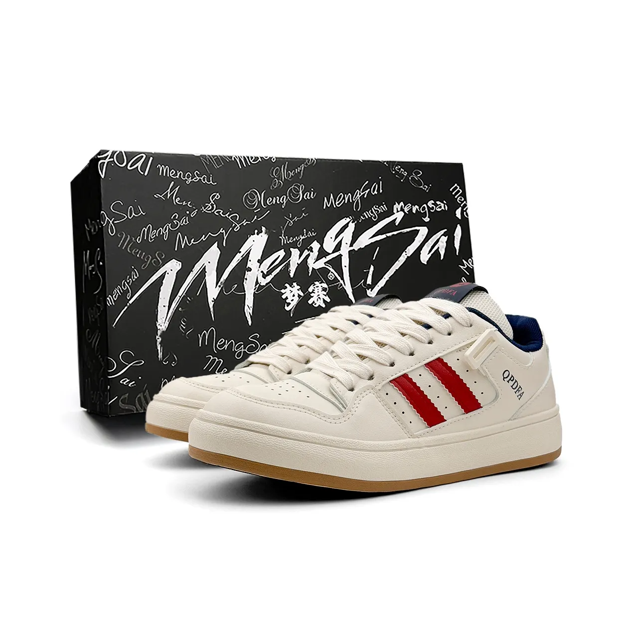 Mengsai Slip-resistant Abrasion-resistant Lightweight Low-Top Skateboard Shoes Men's Red Blue Менсаи Противоскользящие Устойчивые к износу Легкие Низкие Кроссовки для скейтбординга Мужские Красный Синий