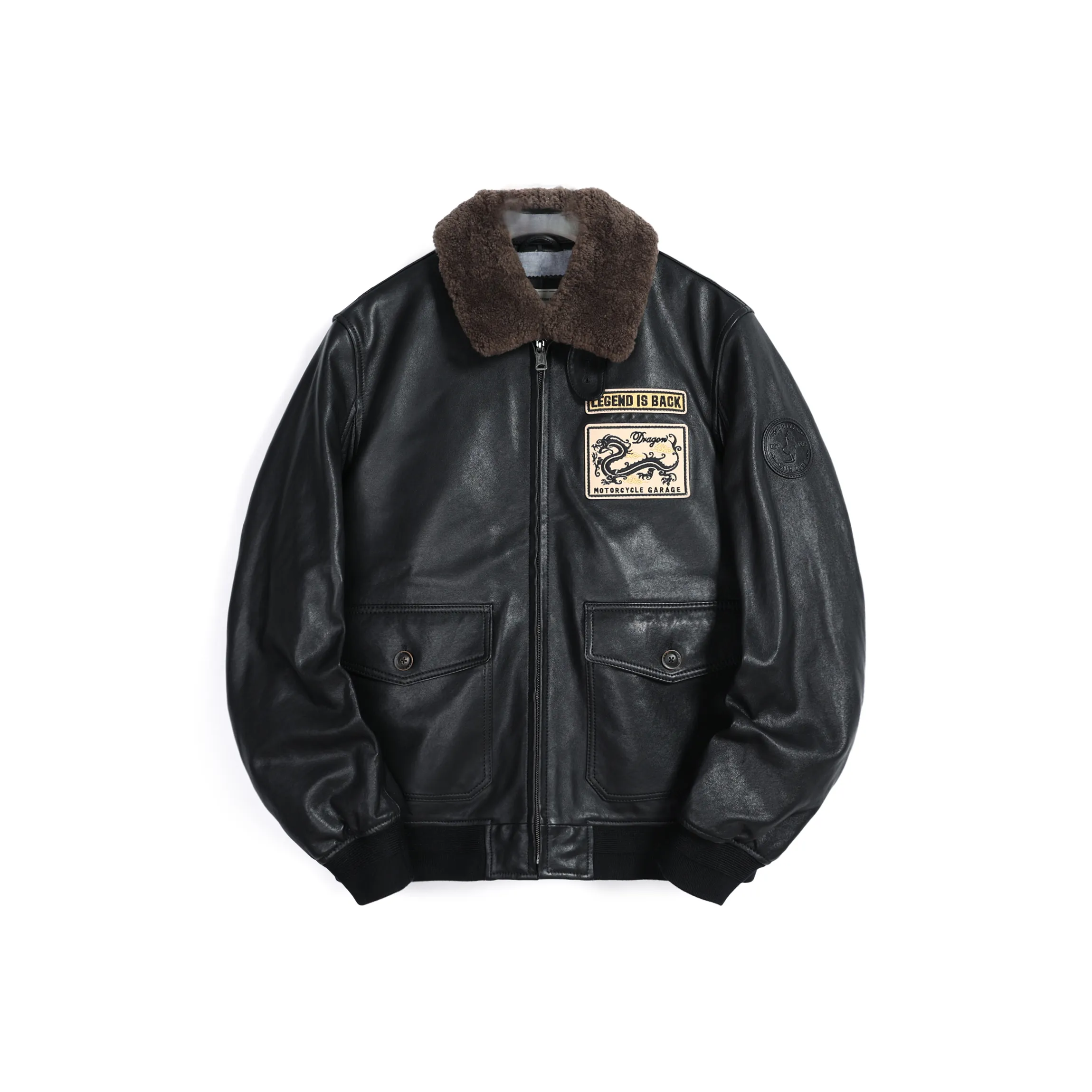 MCS Leather Jackets cheetah-print Men Black