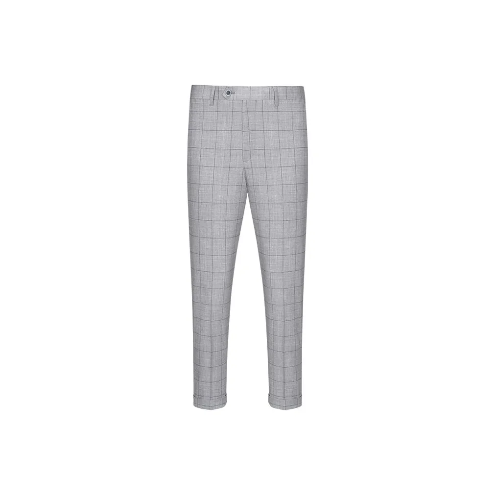 G· Mons Light Gray Plaid Men's Casual Pants G· Mons Светло-серые клетчатые мужские повседневные брюки