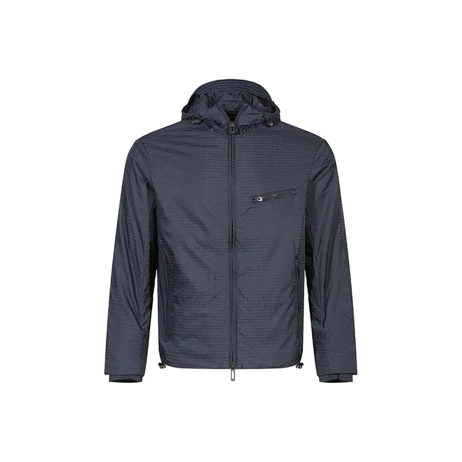 EMPORIO ARMANI FW24 С капюшоном молнии куртка легкий мужской морской синий