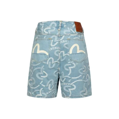 EVISU Джинсовый синий сплошной принт Мужские джинсовые шорты