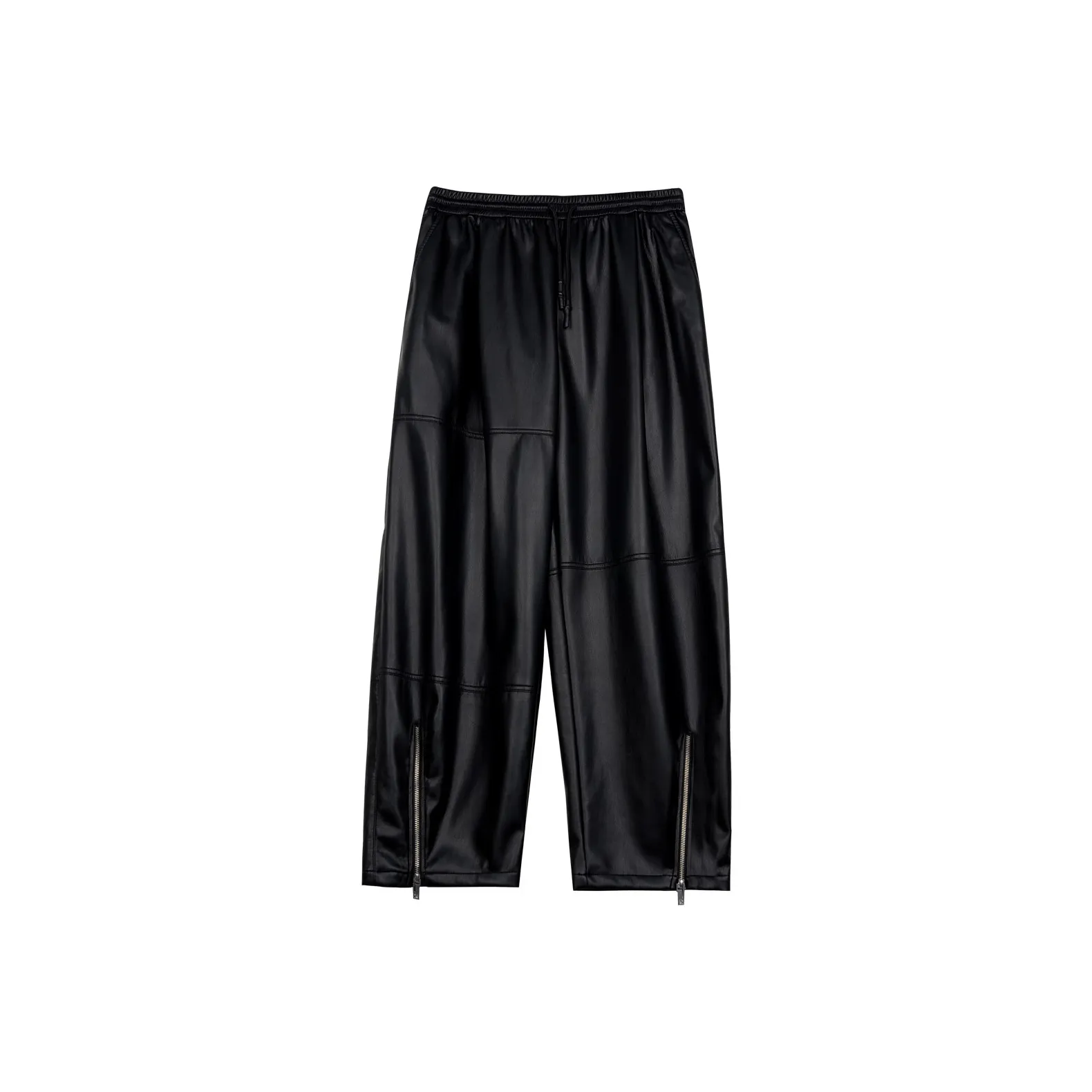 CANOTWAIT_ Leather Pants Unisex Black