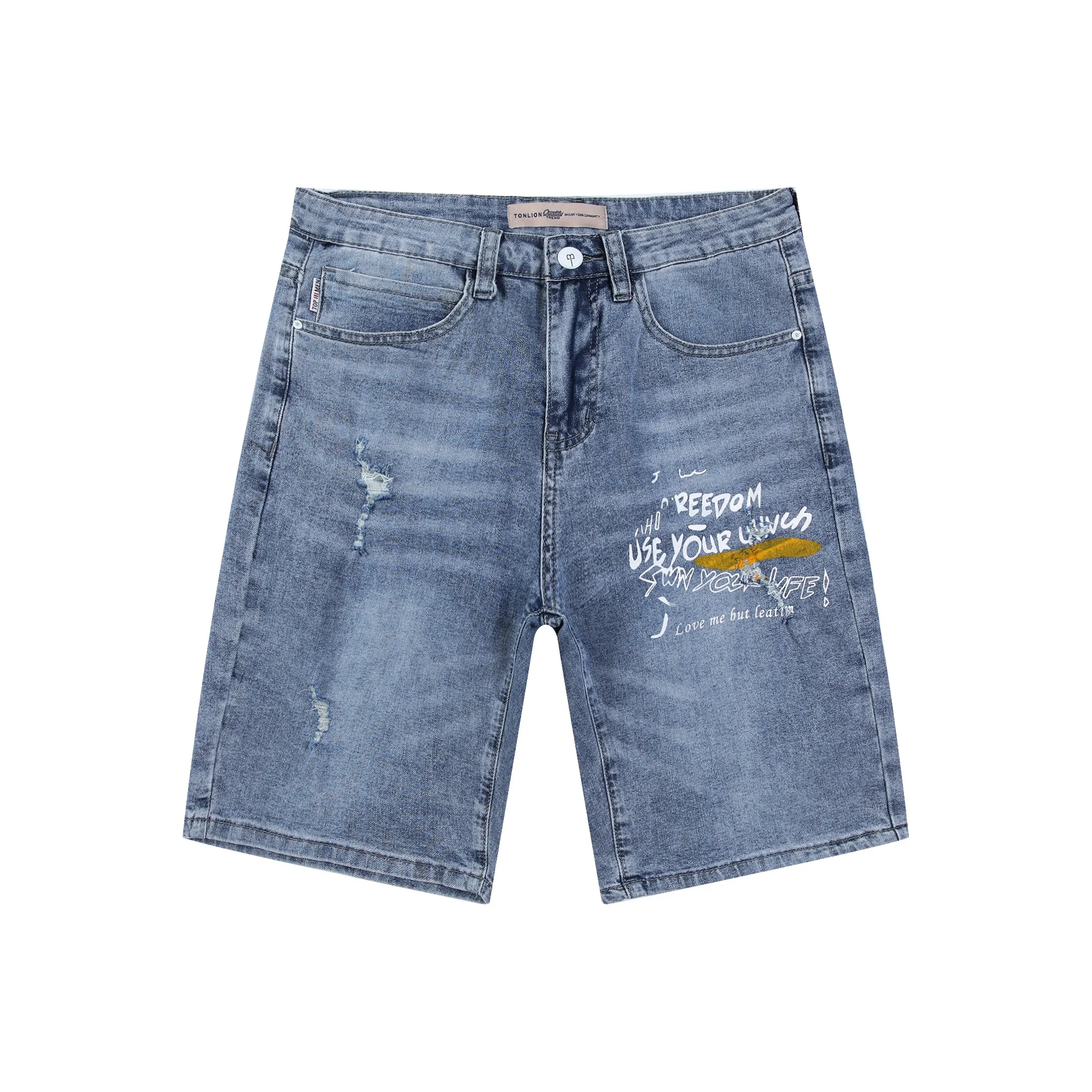 Tonlion Джинсовые шорты Мужские Светло-синие