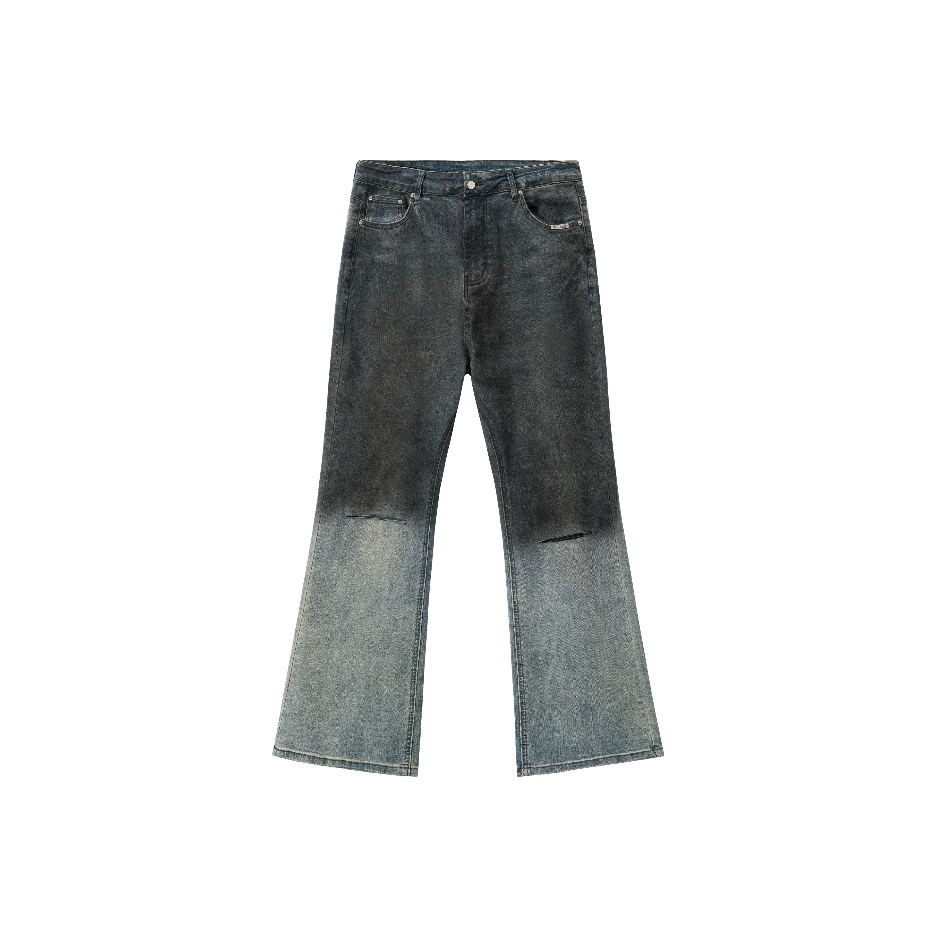 XINYINSU Y2K Color Block Jeans Unisex Blue
