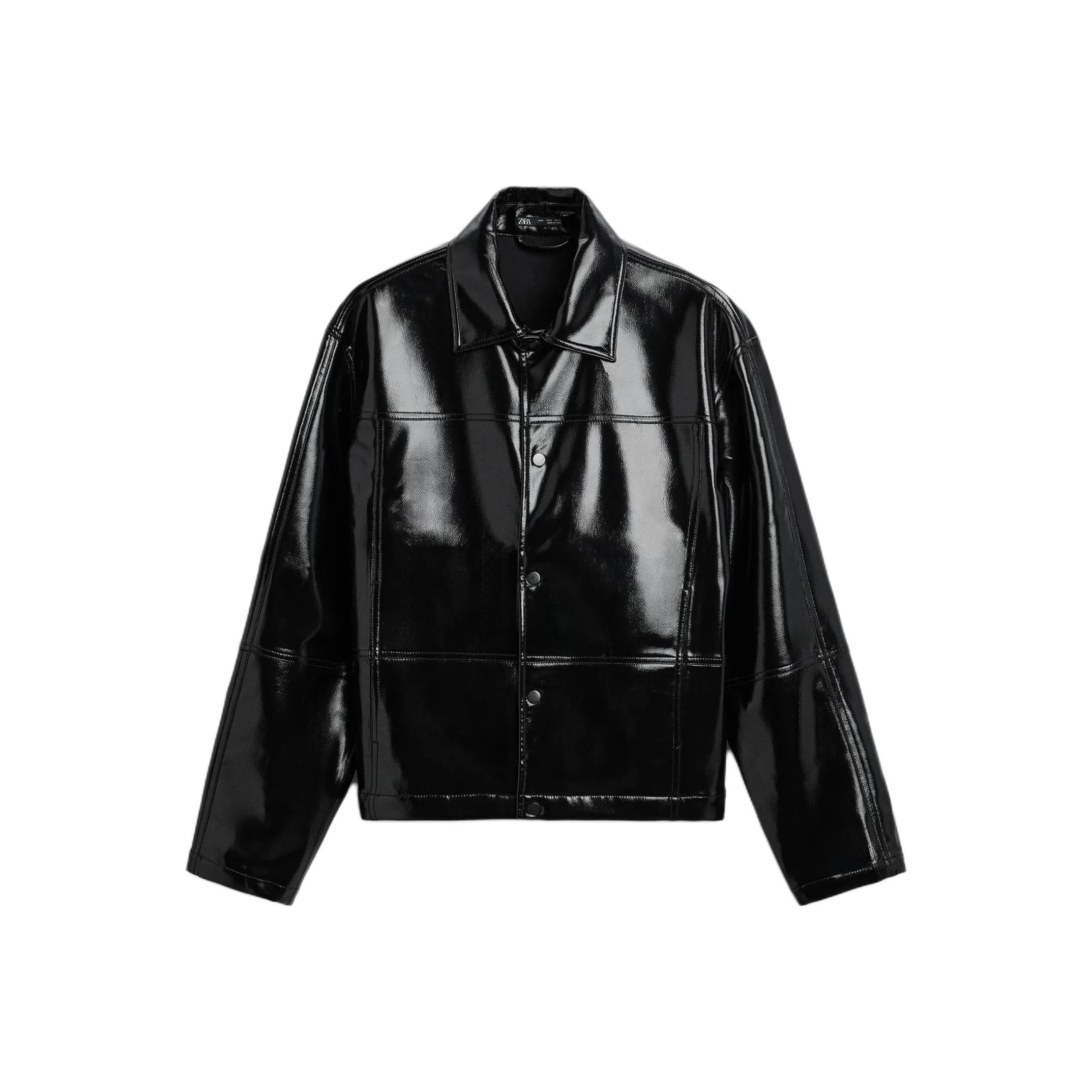 ZARA Кожа Куртка Мужская Черная