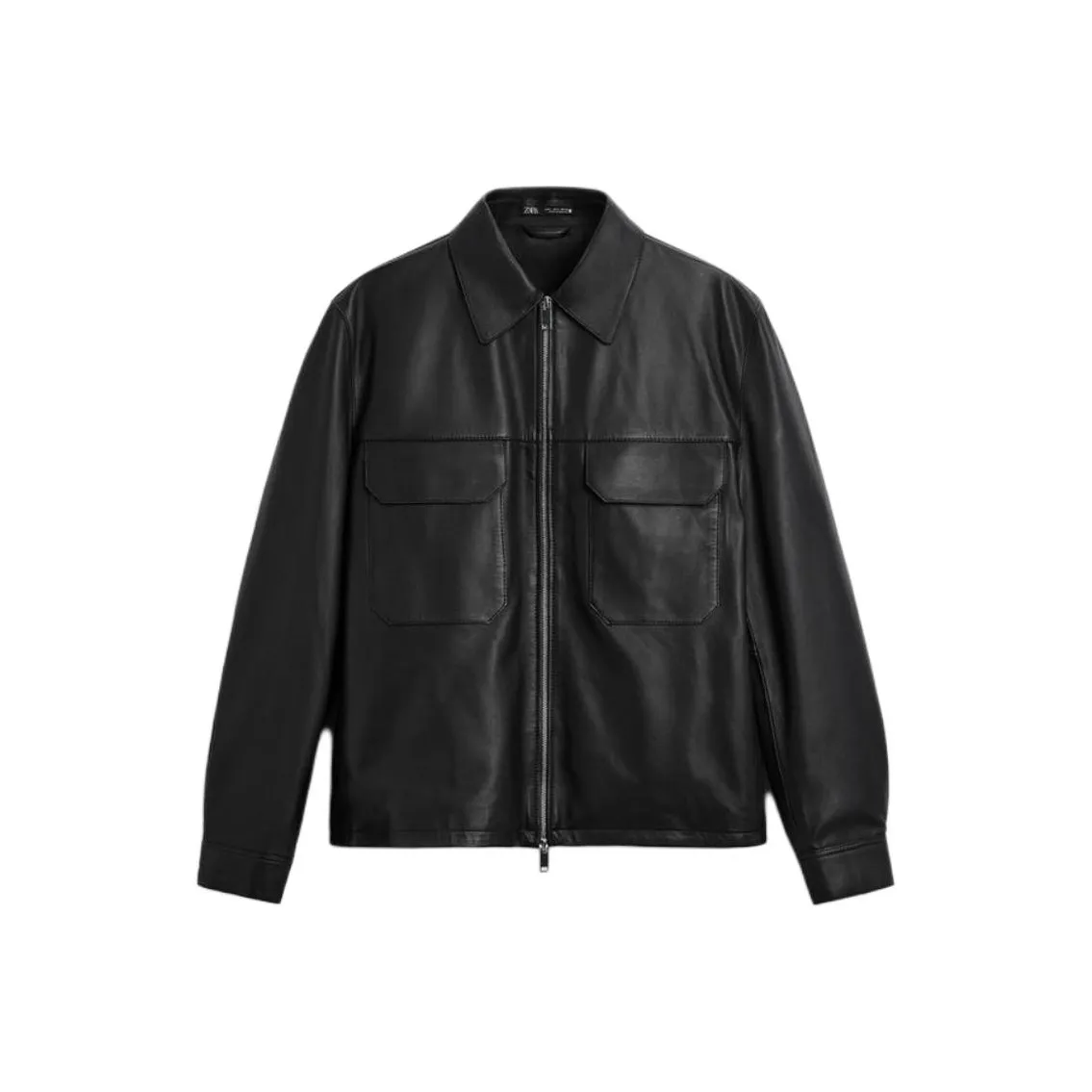 ZARA Кожа Куртка Мужская Черная