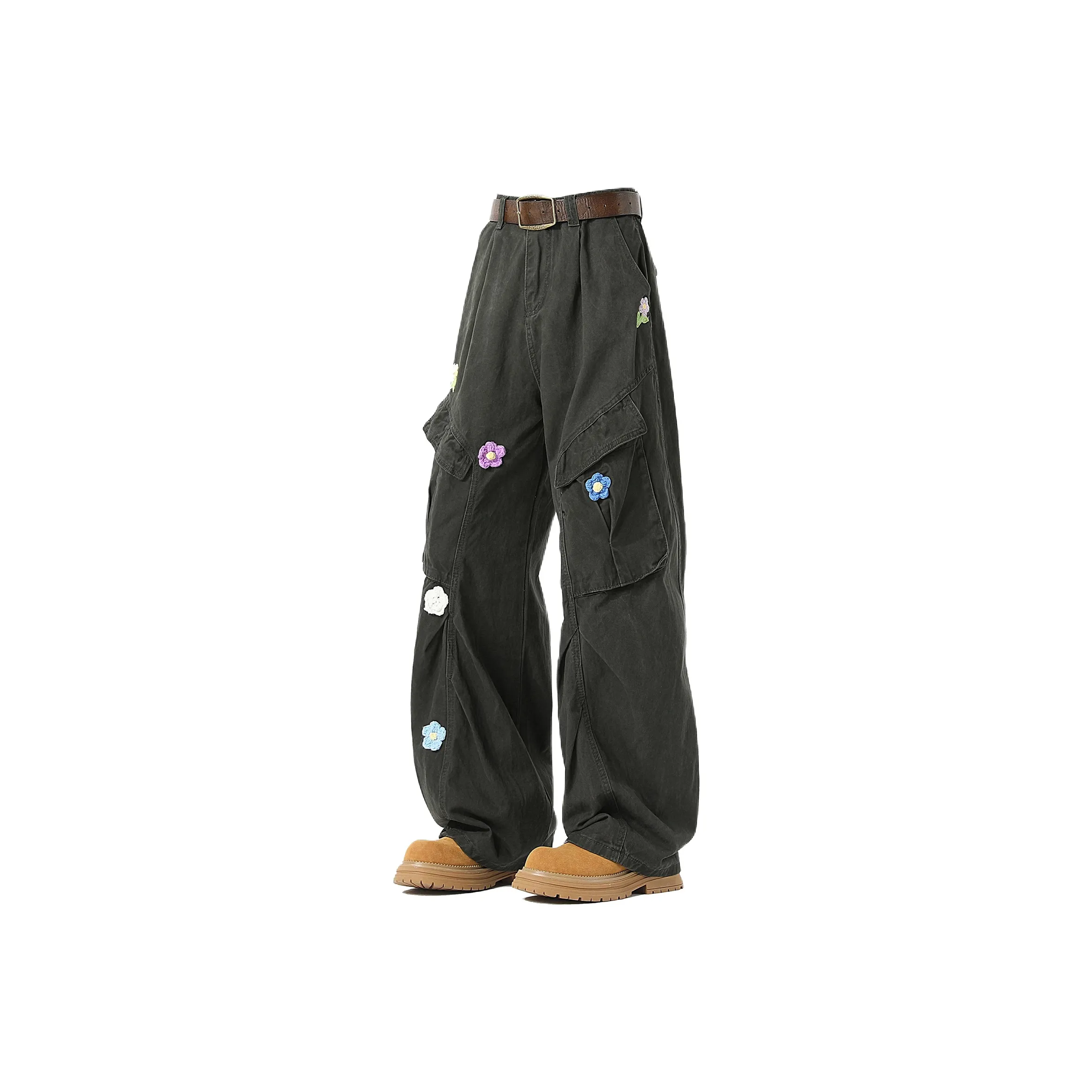 Imcrasy Cargo Pants Unisex Army Green