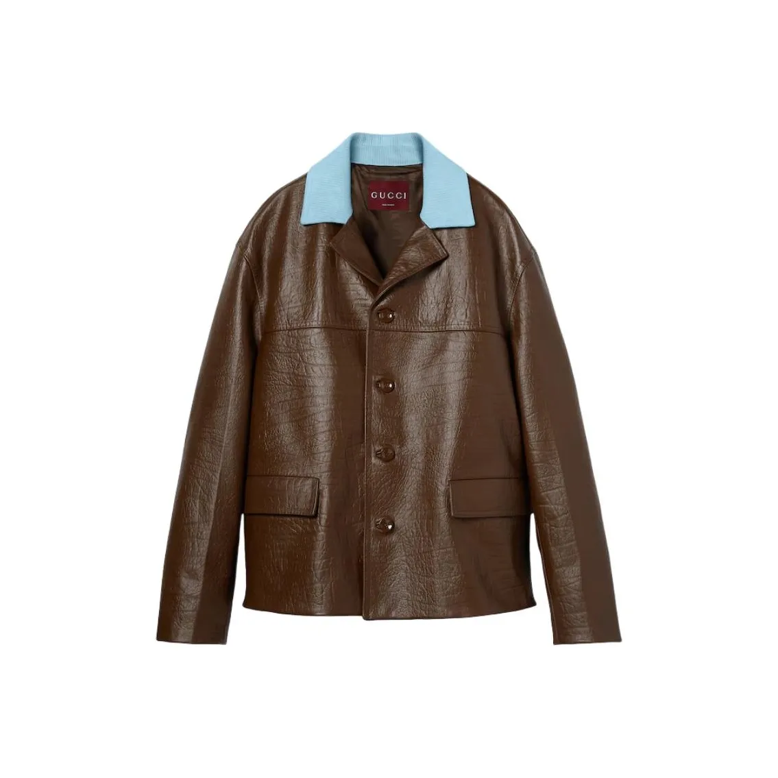 GUCCI SS25 Leather Jacket Men's Dark Brown