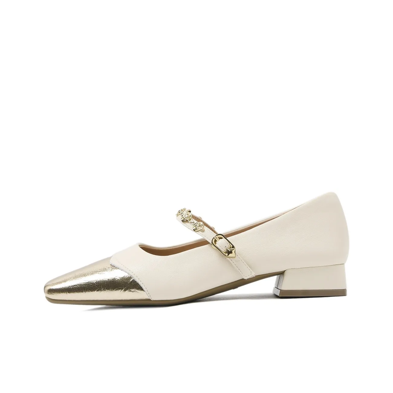 CAMEIDO Грубый каблук Туфли Мэри Джейн Женские Экрю