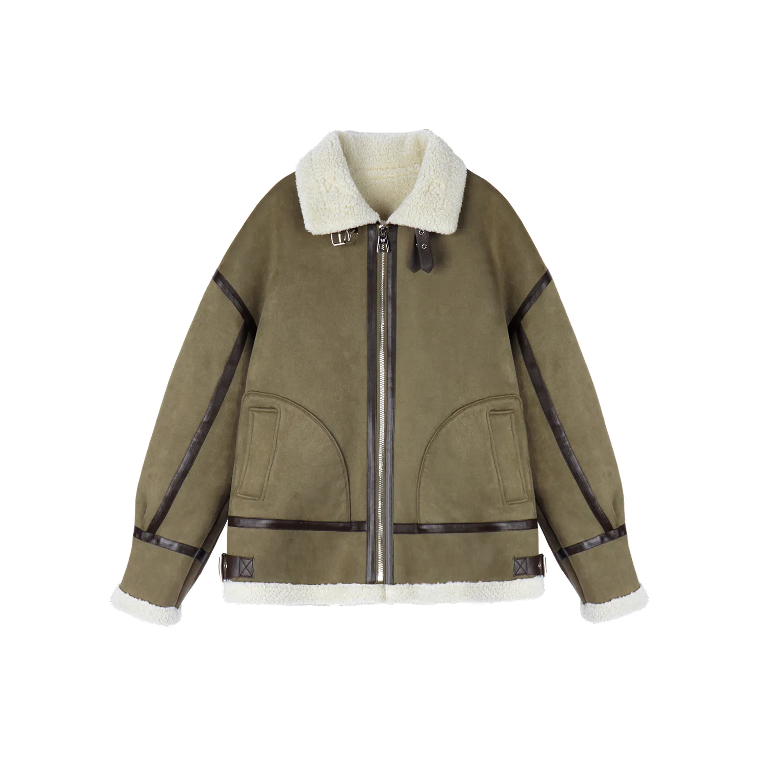 WILD LEADER Кожа Куртка Унисекс Хаки