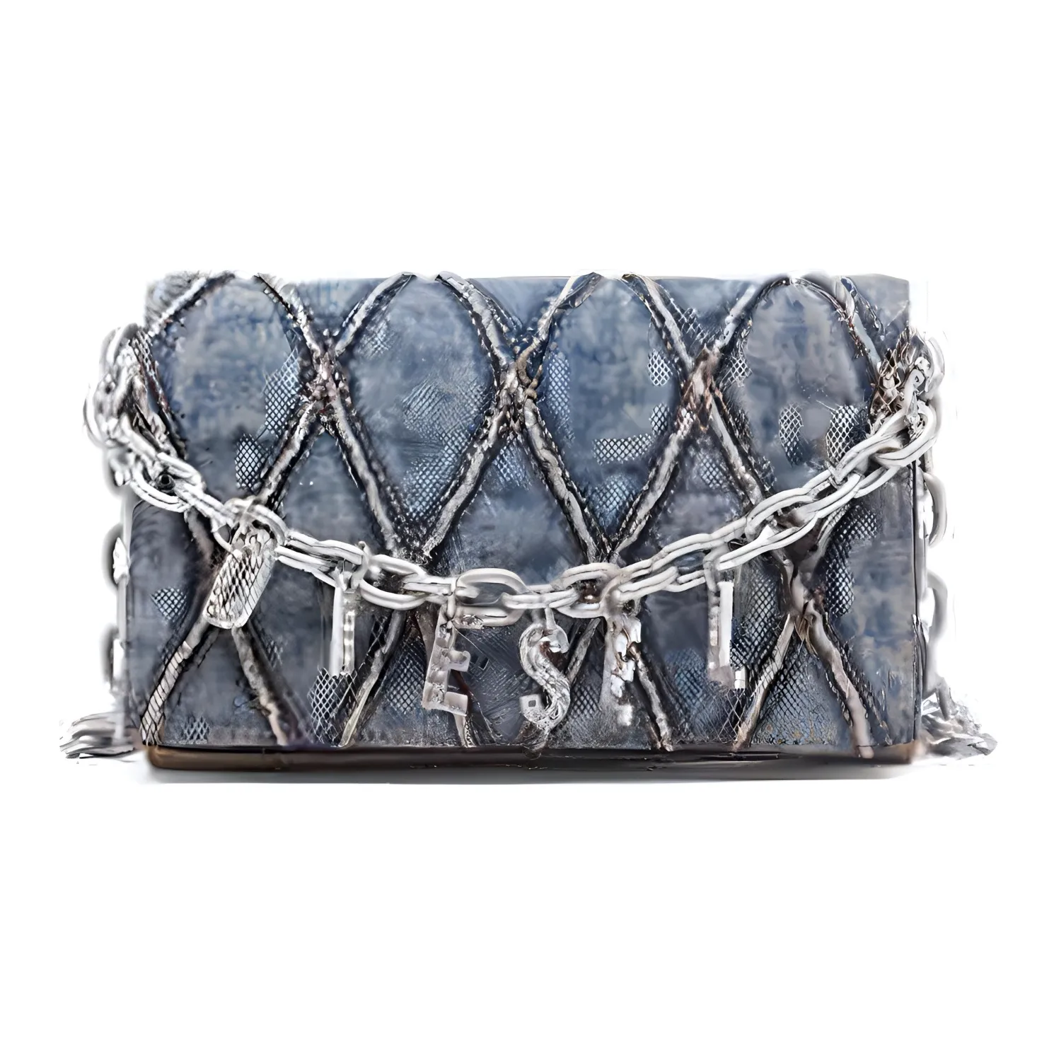 DIESEL Charm D Embellished Denim Strap Wallet