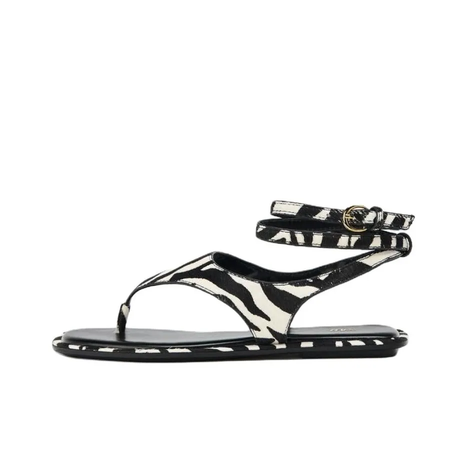 ZARA One Ремень Сандалии 1см Женские Черный Белый