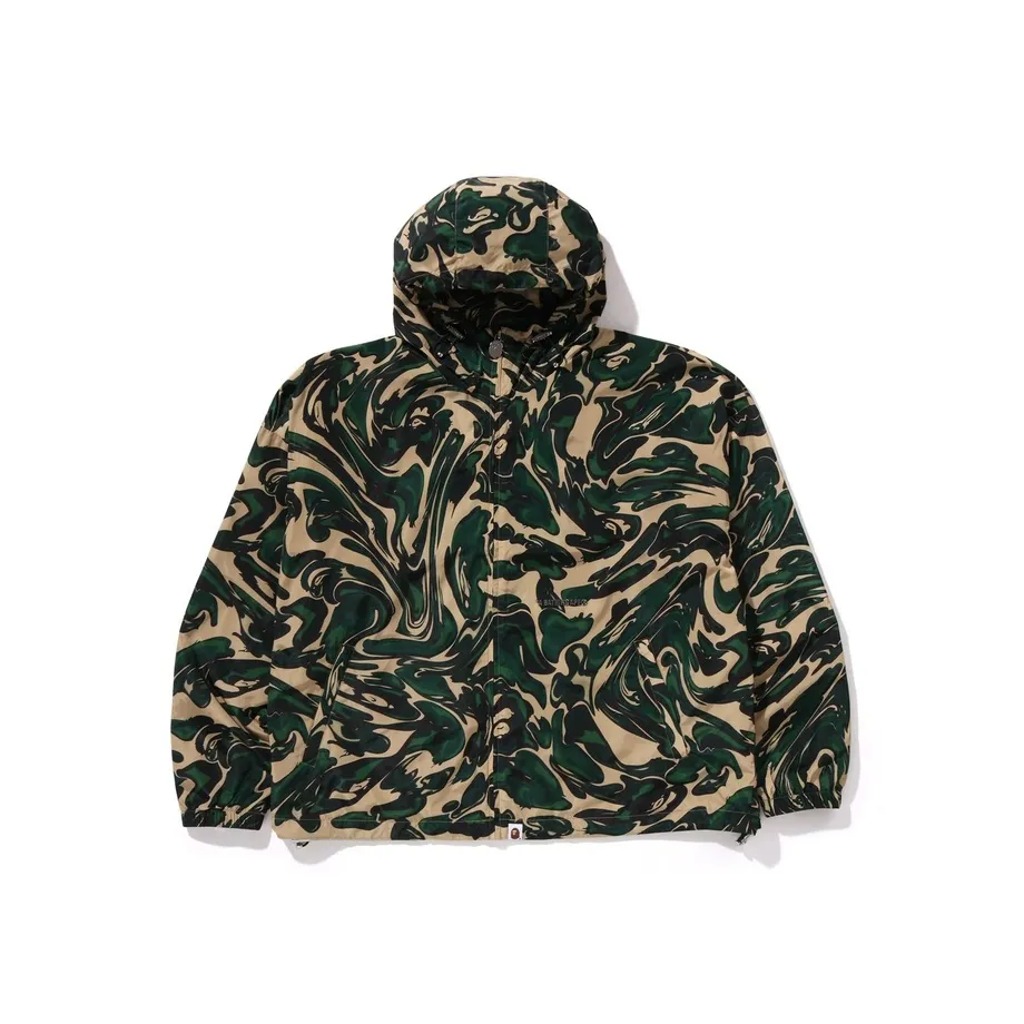 Bape Marbling Camo Bathing Ape Logo Nylon Hooded Jacket