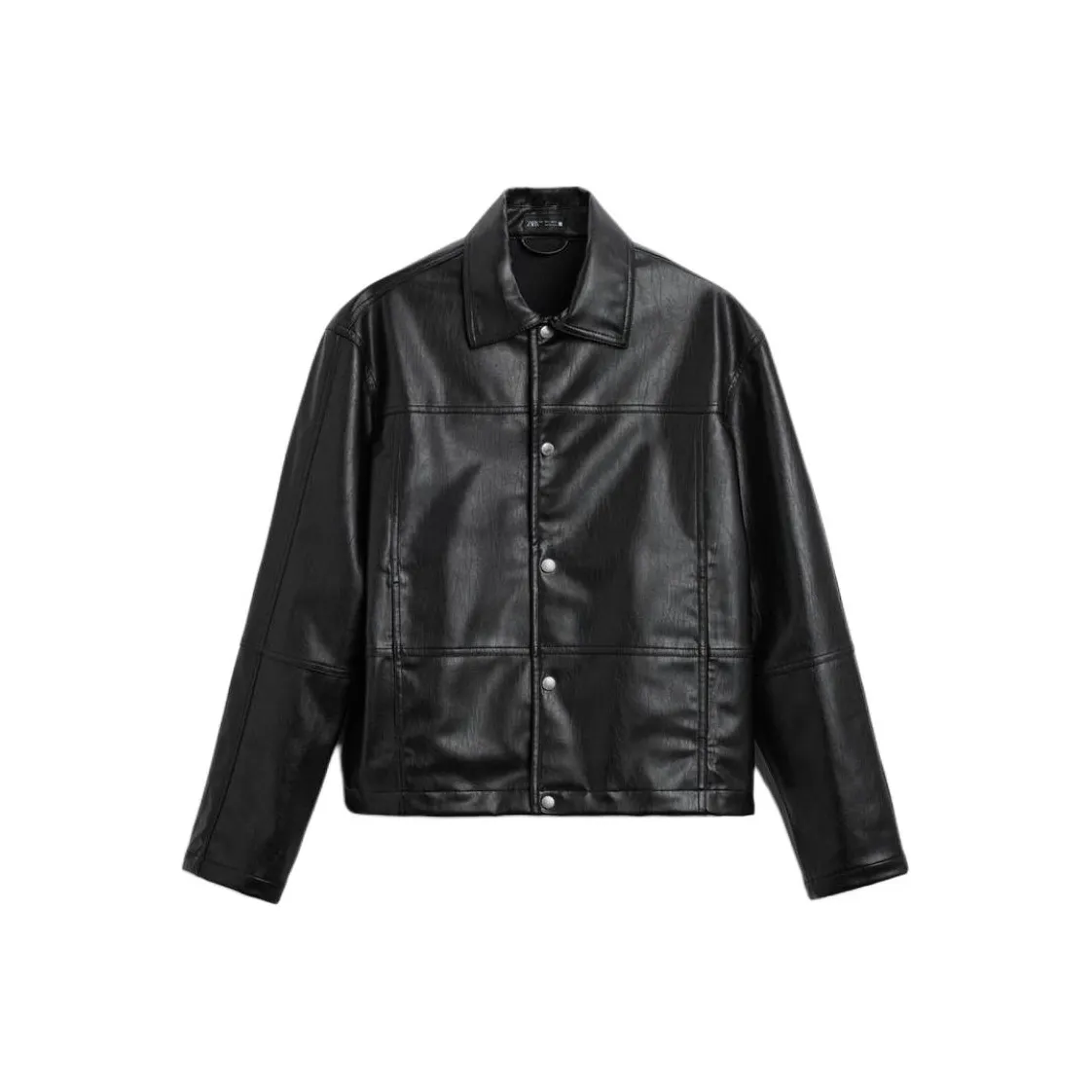 ZARA Кожа Куртка Мужская Черная