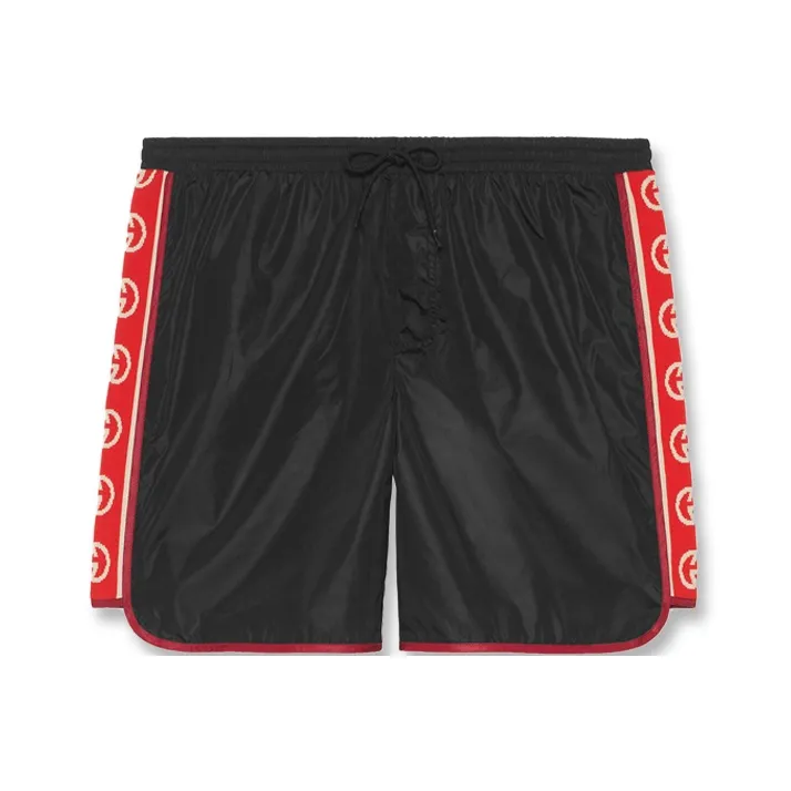 GUCCI Nylon Swim Shorts With Logo Stripe