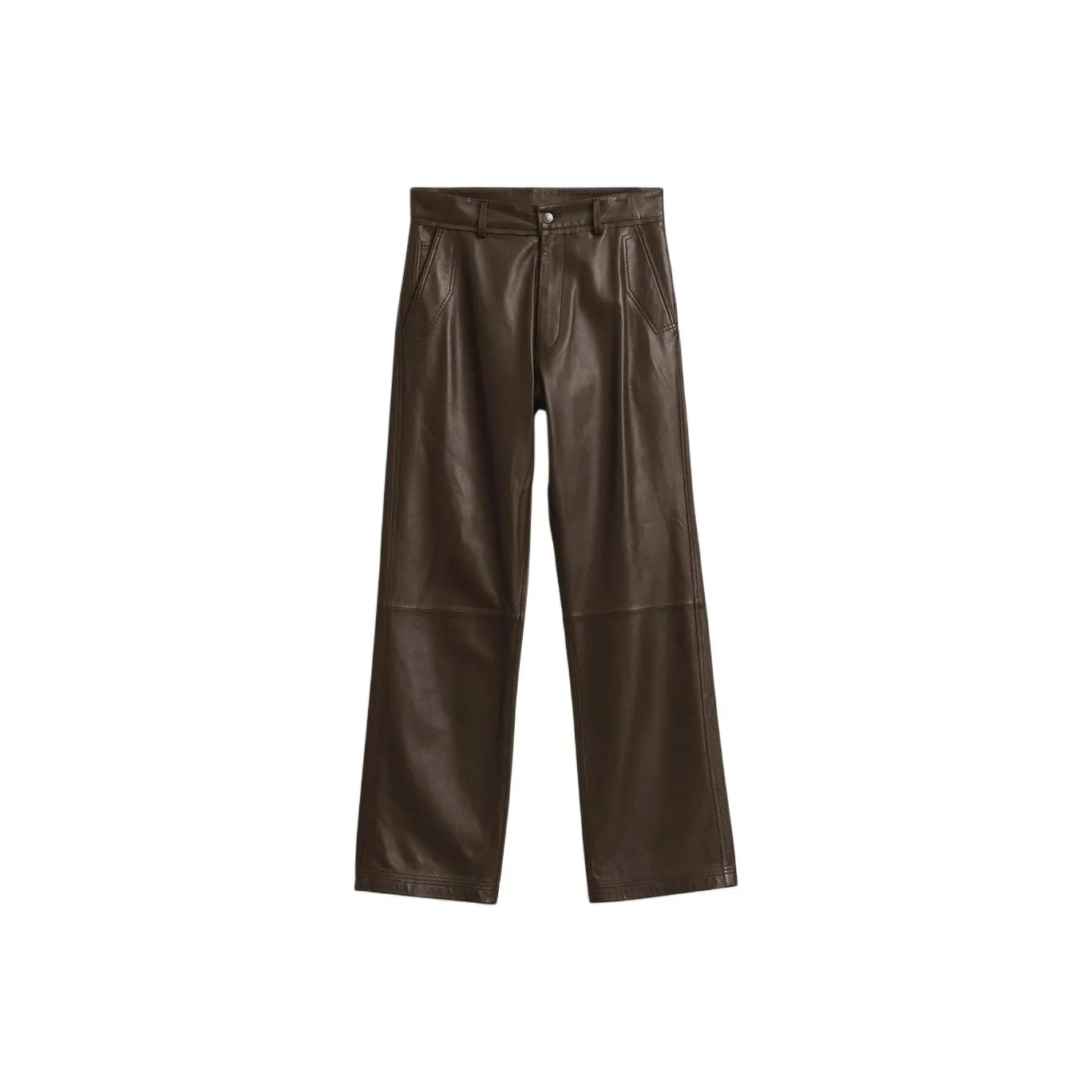 ZARA SRPLS Series Leather Pants Men's Brown