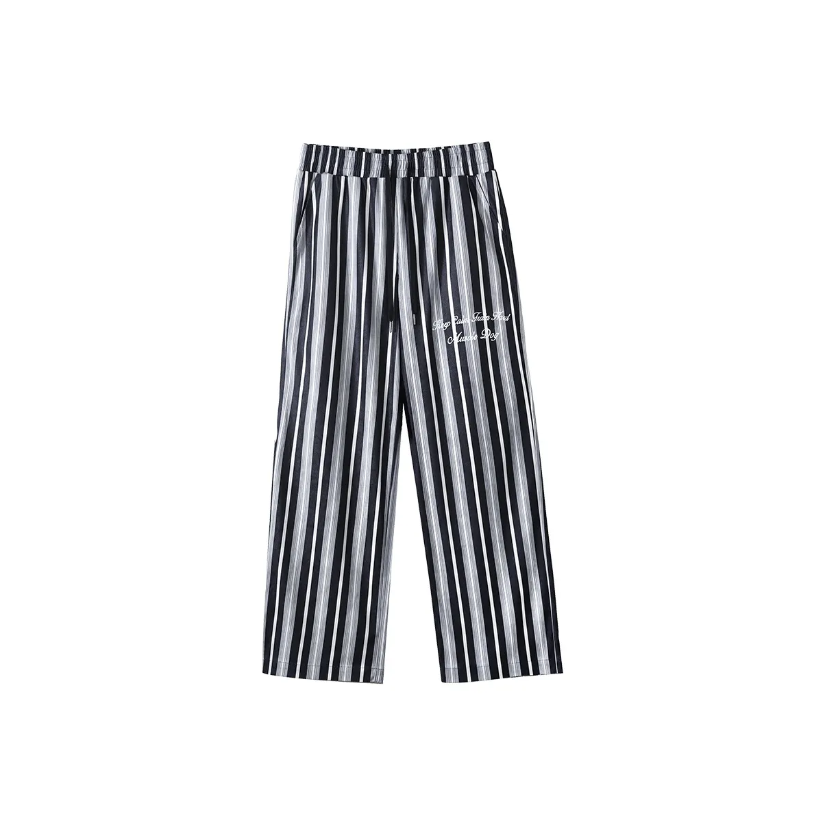 Muscle Dog Casual Pants Men's Black Apricot Vertical Stripes