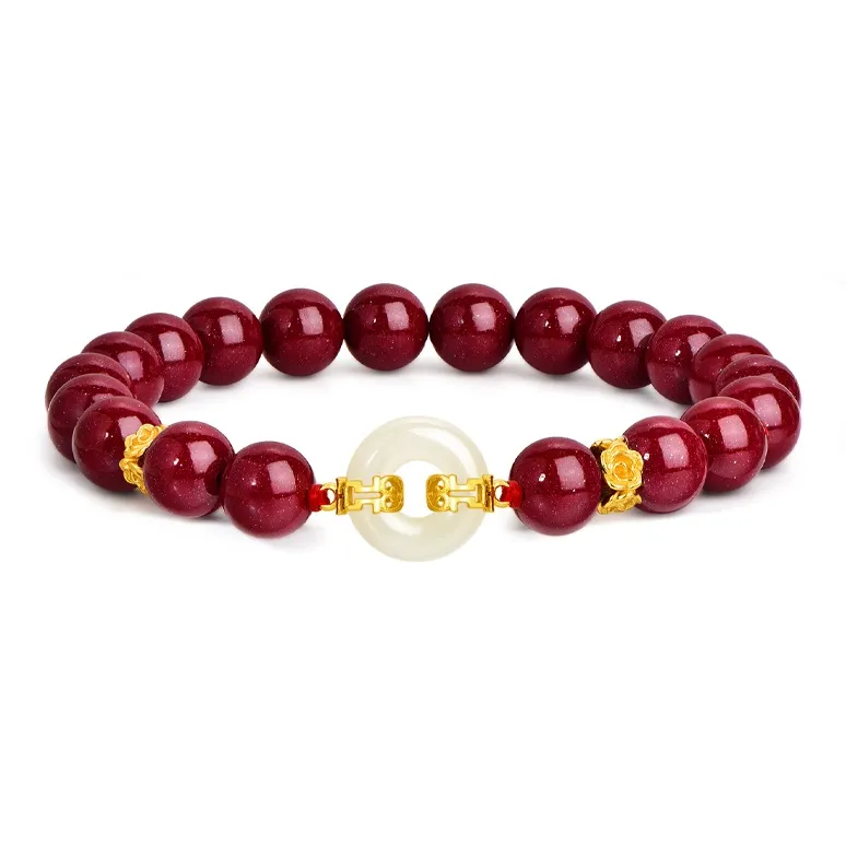 JINLIUFUJIXIANG Reconstructed Cinnabar Bracelets Unisex