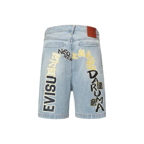 EVISU Джинсовый синий Мужские джинсовые шорты