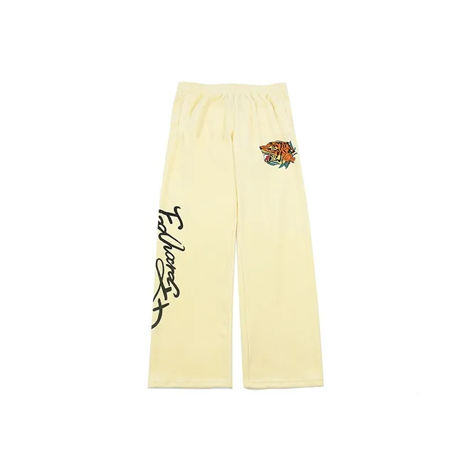ED HARDY X Casual Pants Unisex Light Yellow