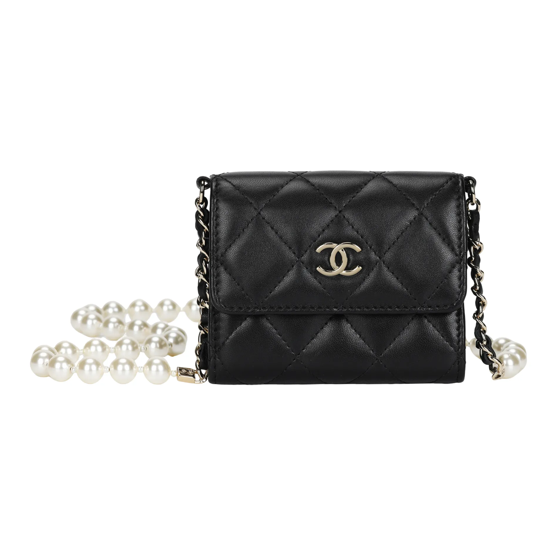 CHANEL Lambskin Crossbody Bag, Shoulder Bag, Coin Purse Women's Black