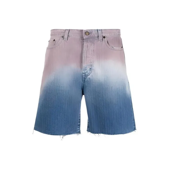 SAINT LAURENT Gradient Raw Edge Denim Shorts