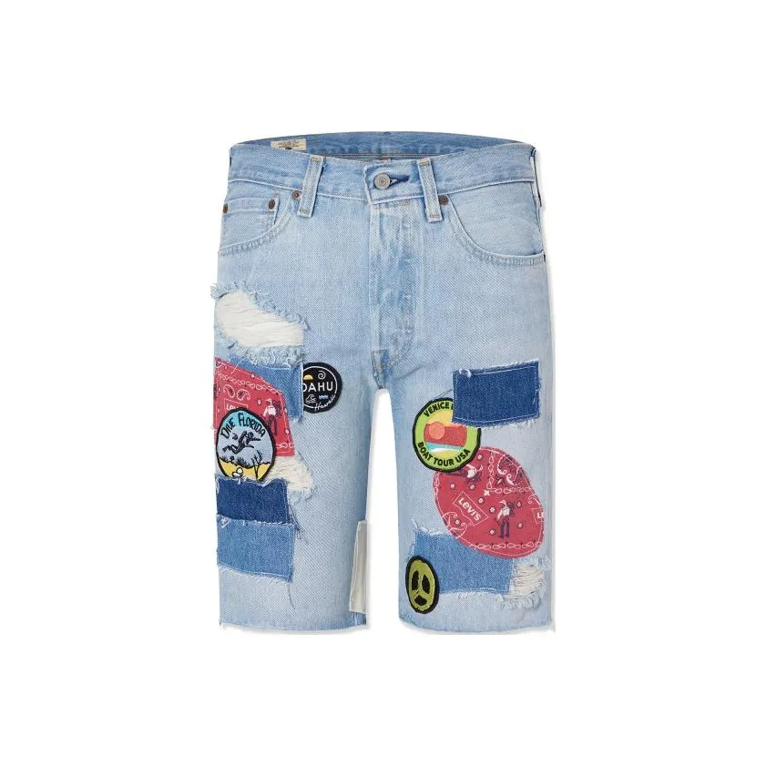 Levis Светло-Синие Мужские Джинсовые Шорты