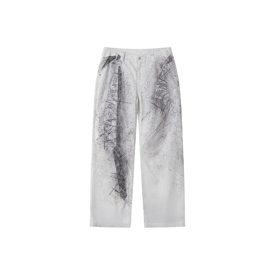 WULISHAONIAN Джинсы Унисекс Черный Белый